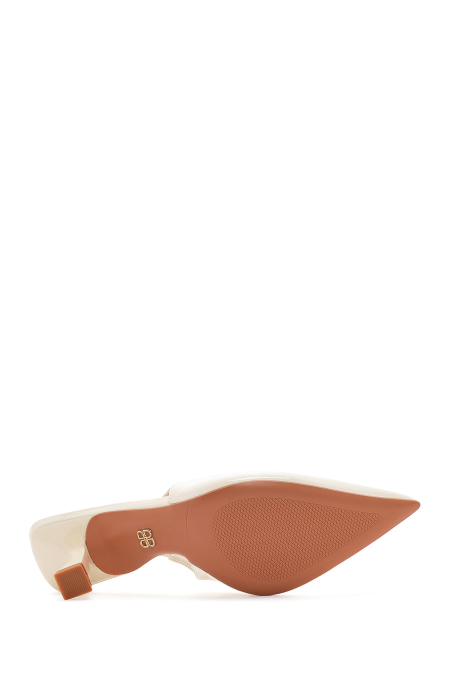 Women's Cream Open Back Thin Heeled Shoes