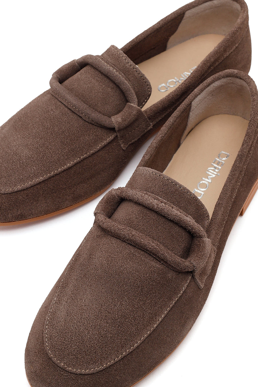Women's Mink Buckled Suede Leather Masculine Loafer
