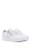 Women's White Thick Soled Leather Sneaker | Derimod