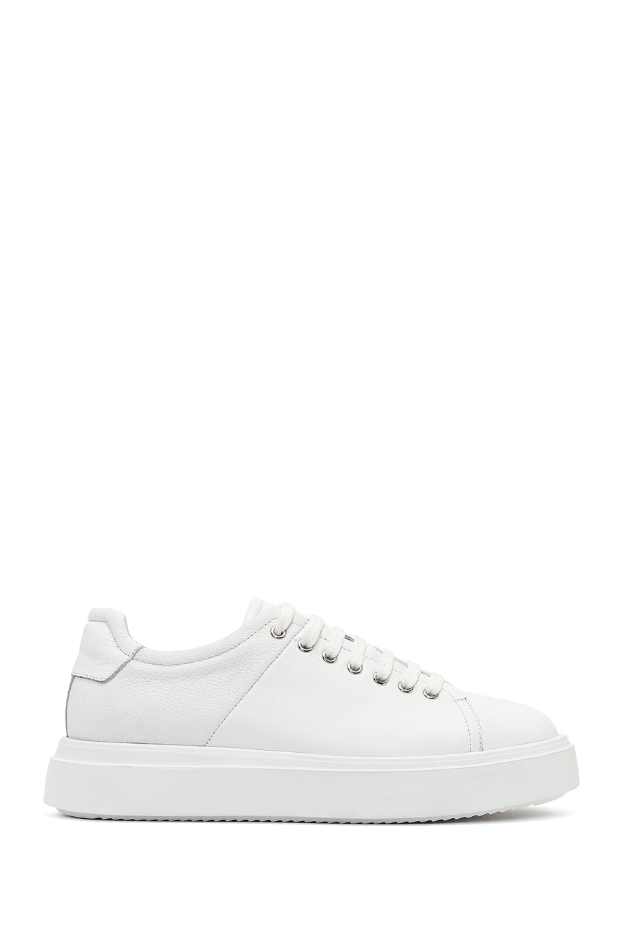 Men's White Lace-up Thick-Sole Leather Sneaker 26SFD610118 | Derimod