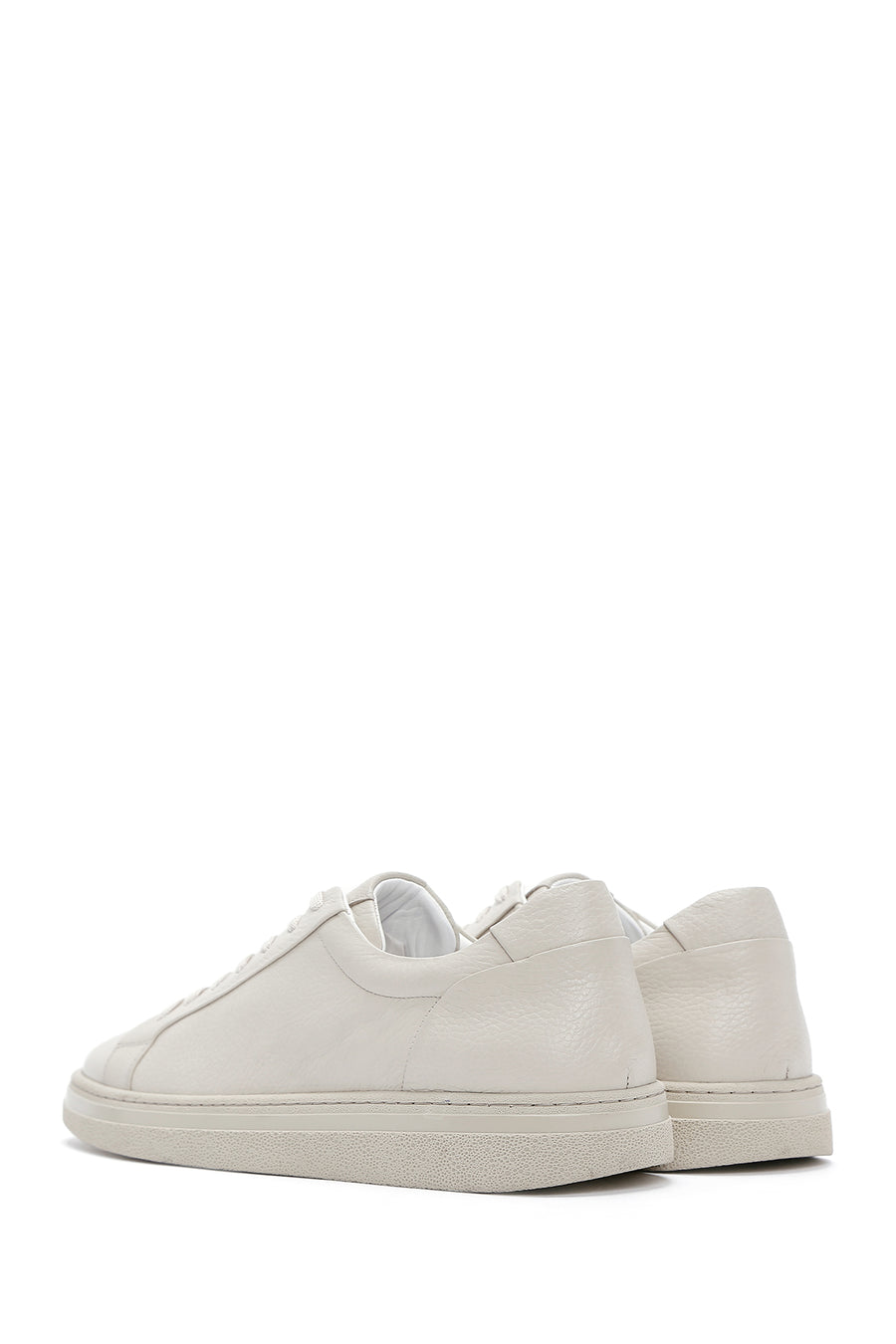 Men's Ecru Lace-Up Leather Sneaker