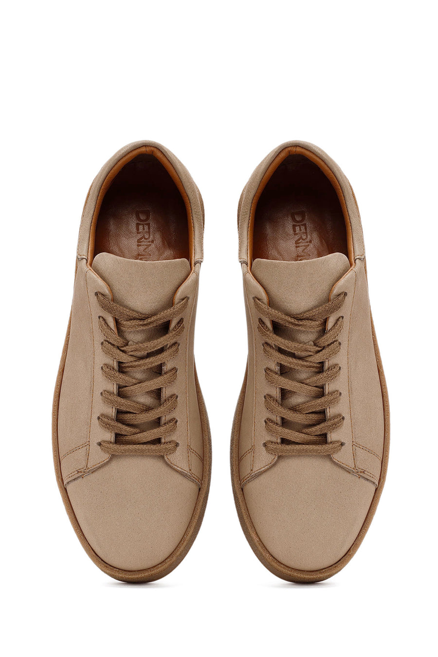 Erkek Bej Bağcıklı Süet Deri Sneaker