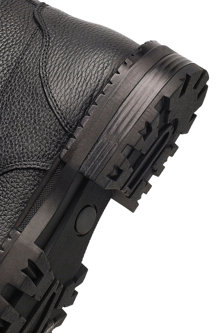 Men's Black Zippered Leather Combat Boots