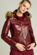 Elena Women's Leather Jacket | Derimod