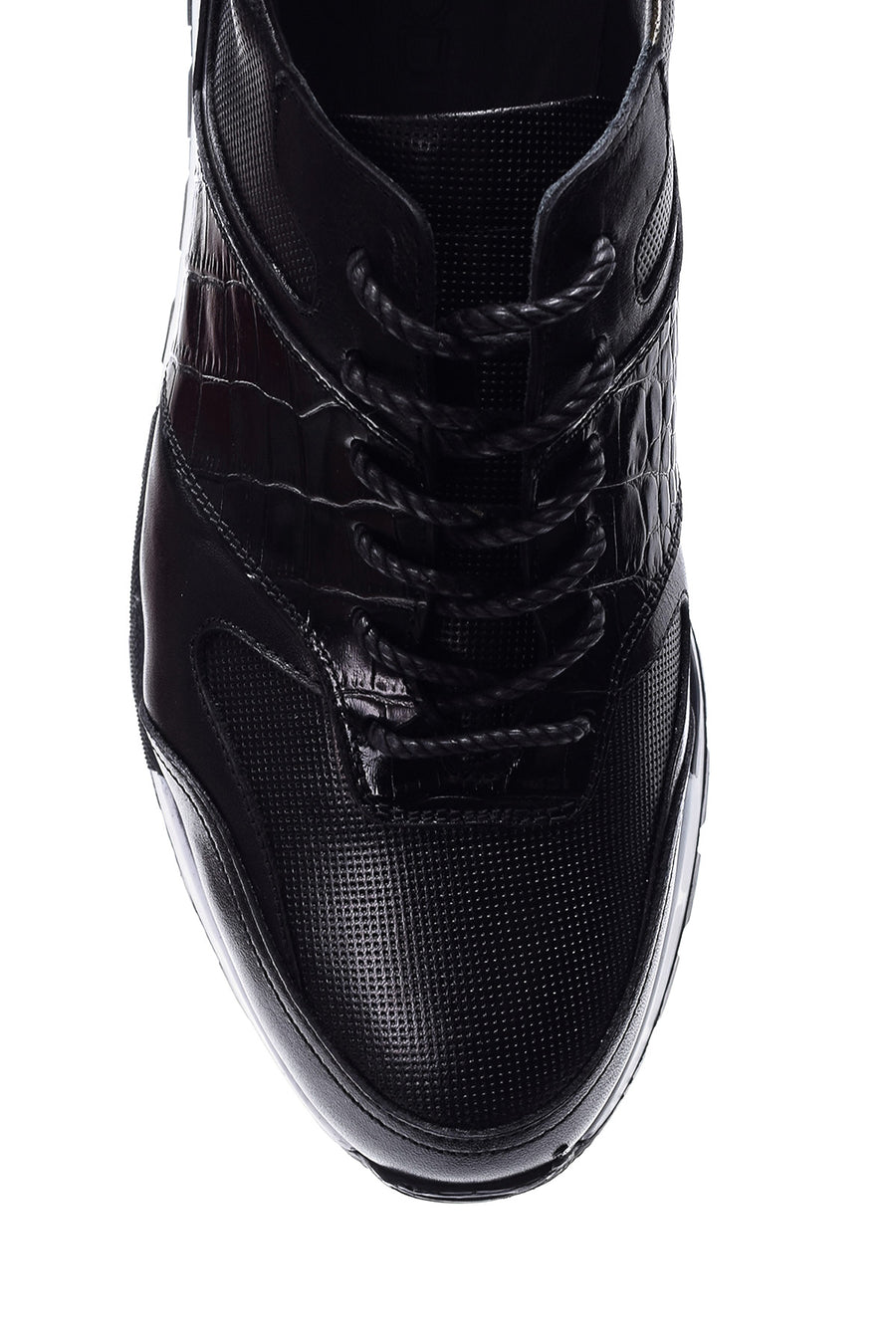Erkek Kroko Detaylı Deri Sneaker