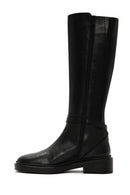 Women's Black Zippered Buckle Detailed Leather Casual Boots | Derimod