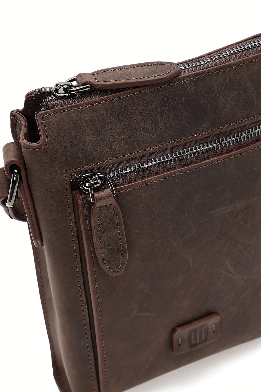 Men's Brown Leather Messenger Bag