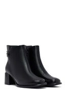 Woman Black Zippered Thick Heel Boots | Derimod
