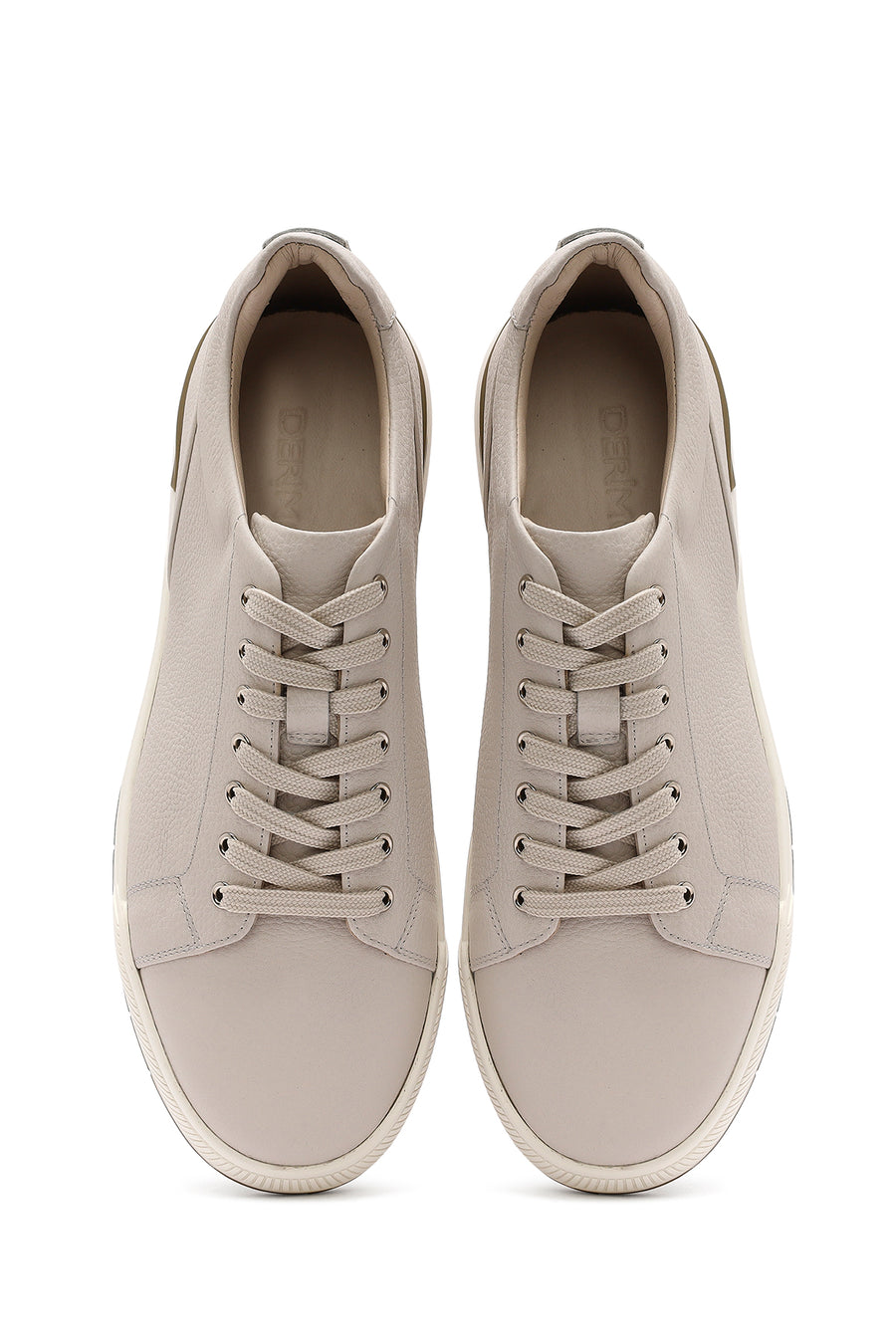 Erkek Beyaz Bağcıklı Deri Sneaker