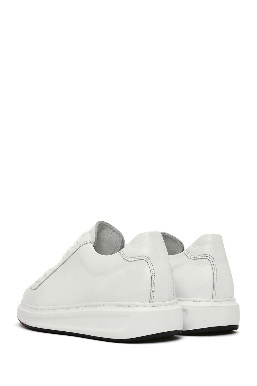 Men's White Lace-up Leather Sneaker