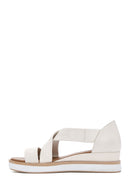 Women's Cream Strappy Leather Sandals | Derimod