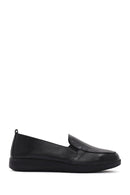 Women's Black Leather Comfort Loafer | Derimod