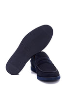 Men's Navy Blue Suede Leather Loafer | Derimod