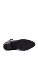 Women's Black Thick Heeled Leather Cowboy Boots | Derimod
