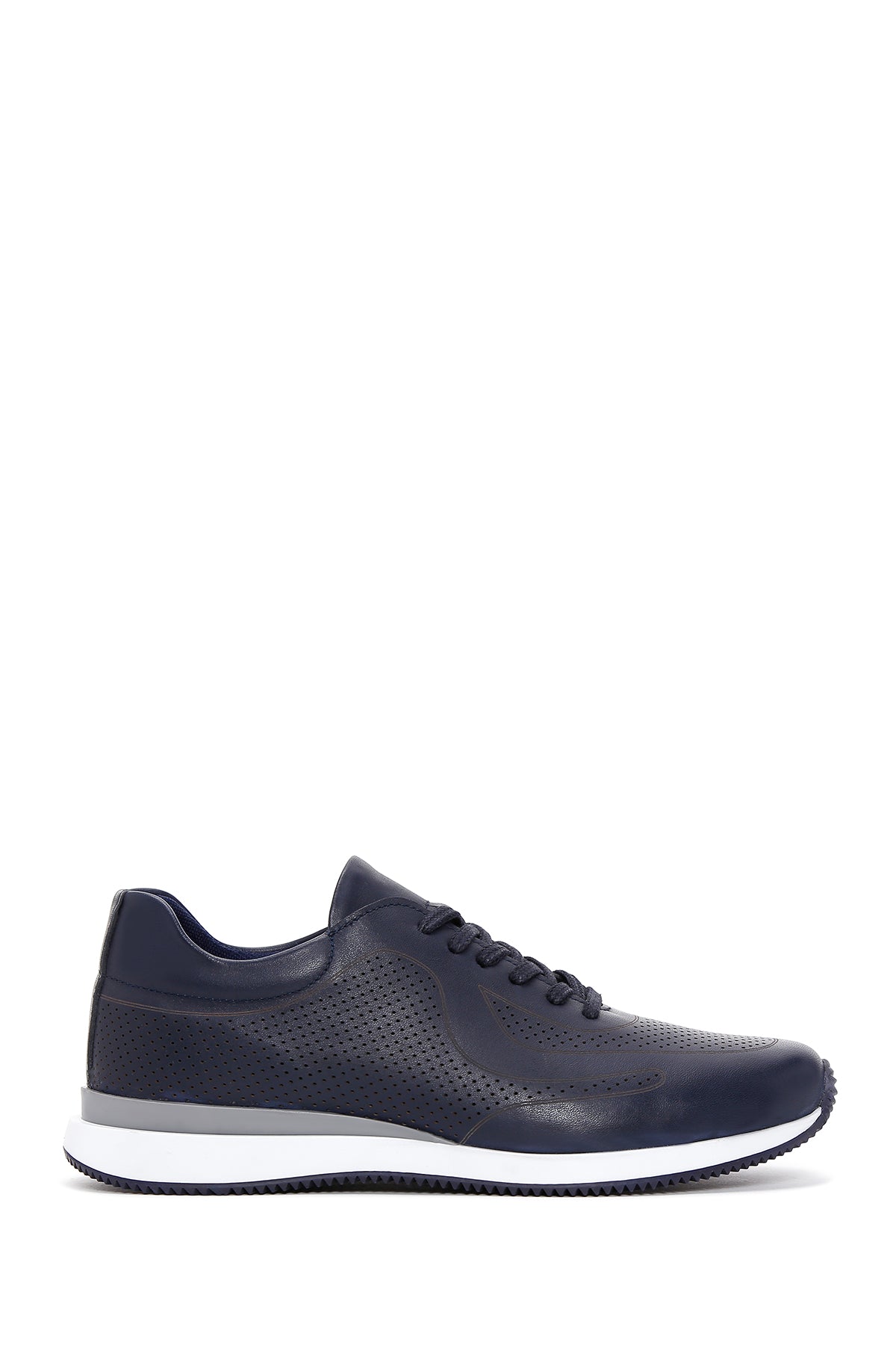 Men's Navy Blue Leather Printed Sneaker 23SFD693326 | Derimod