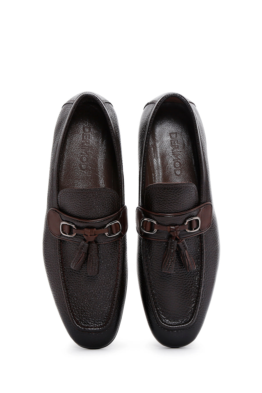 Erkek Kahve Deri Püsküllü Klasik Loafer