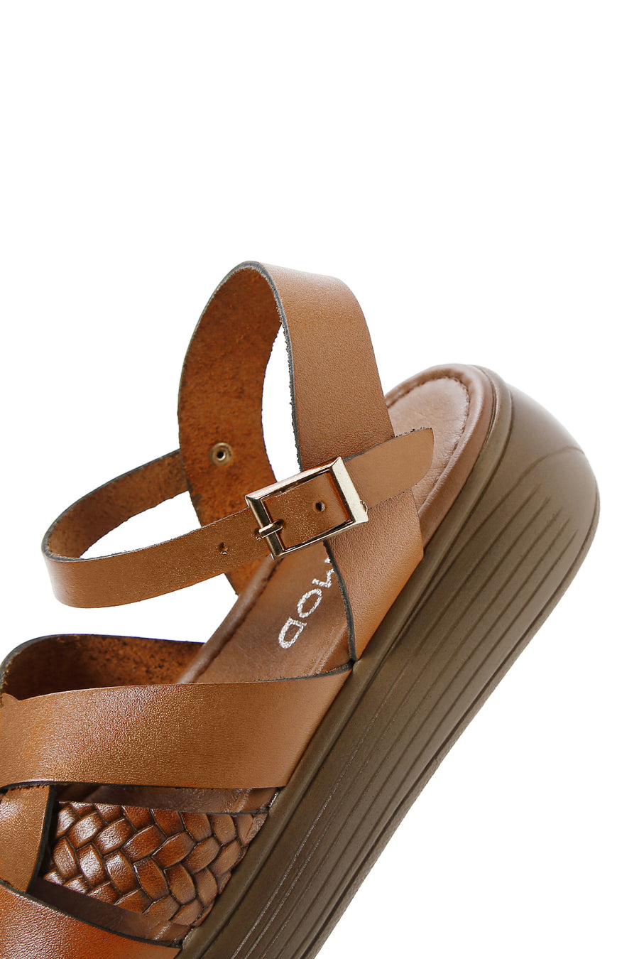 Kadın Taba Deri Kalın Tabanlı Comfort Sandalet