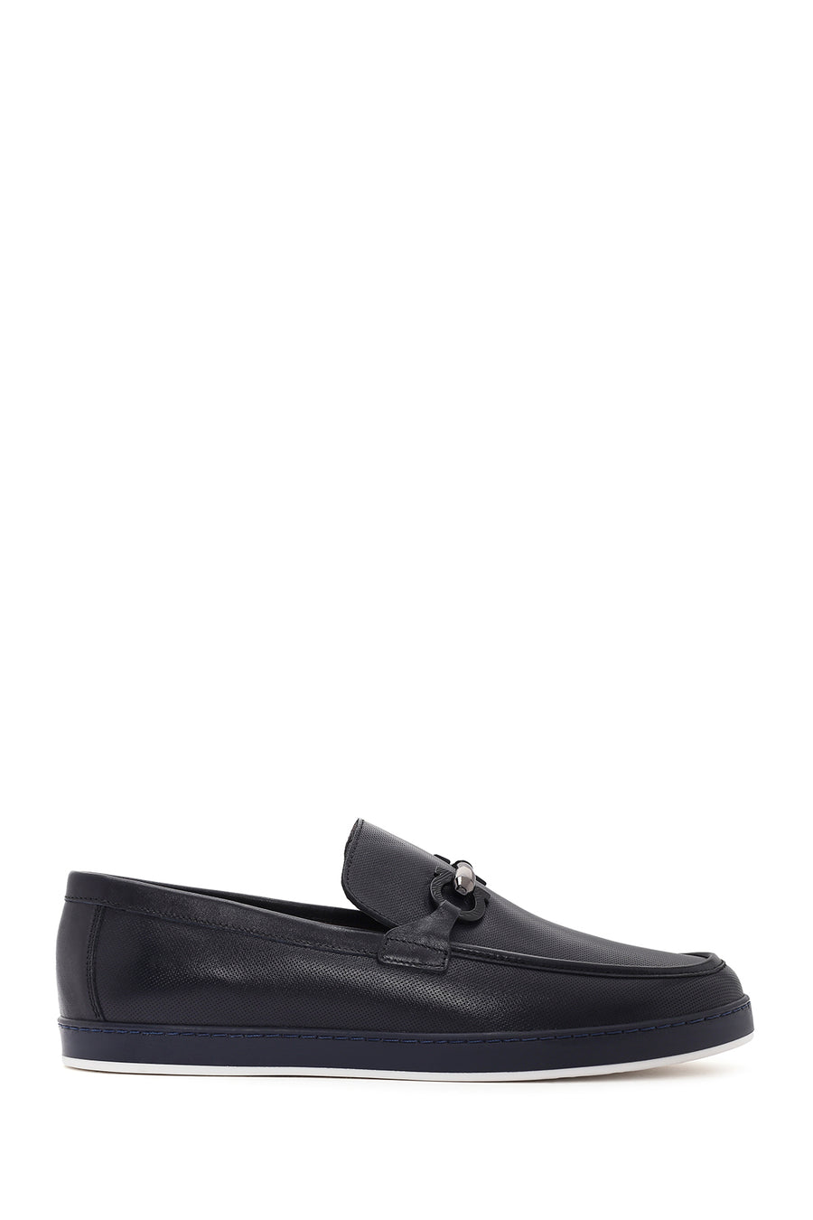 Men's Navy Blue Leather Casual Loafer 24SFD601226 | Derimod