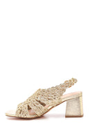 Women's Gold Thick Heeled Sandals | Derimod