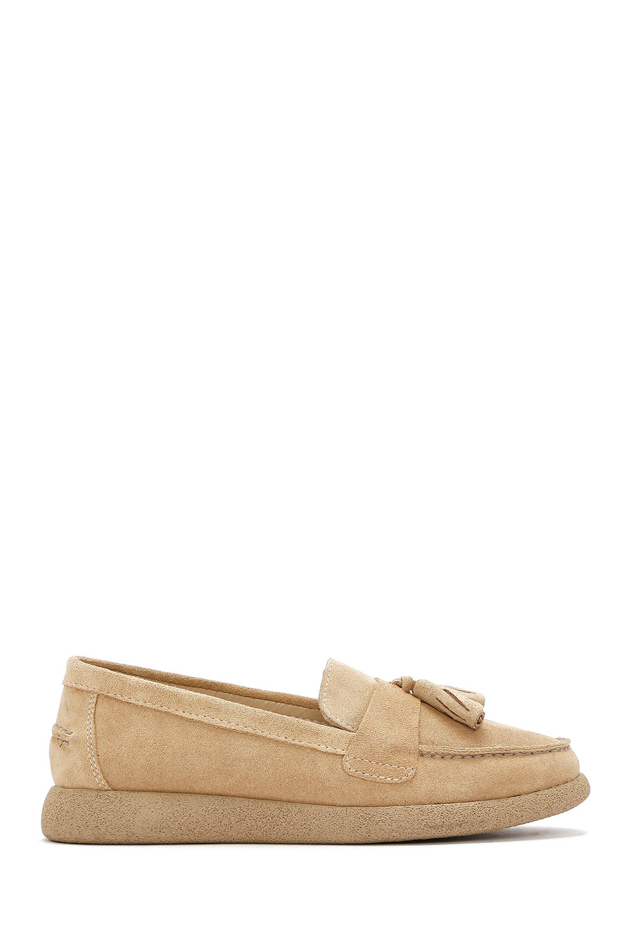 Women's Beige Suede Leather Comfort Loafer 26PFD150510 | Derimod
