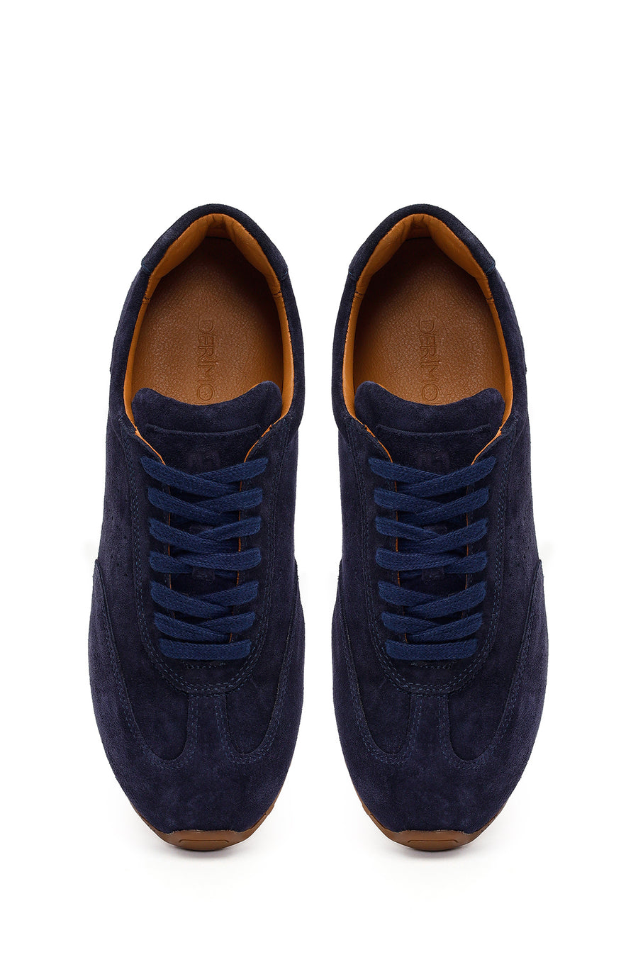 Male Navy Lace-up Suede Leather Sneaker