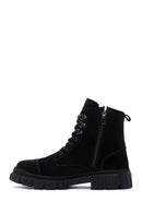 Men's Black Zippered Suede Leather Casual Boots | Derimod