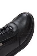 Women's Black Leather Thick Soled Sneaker | Derimod