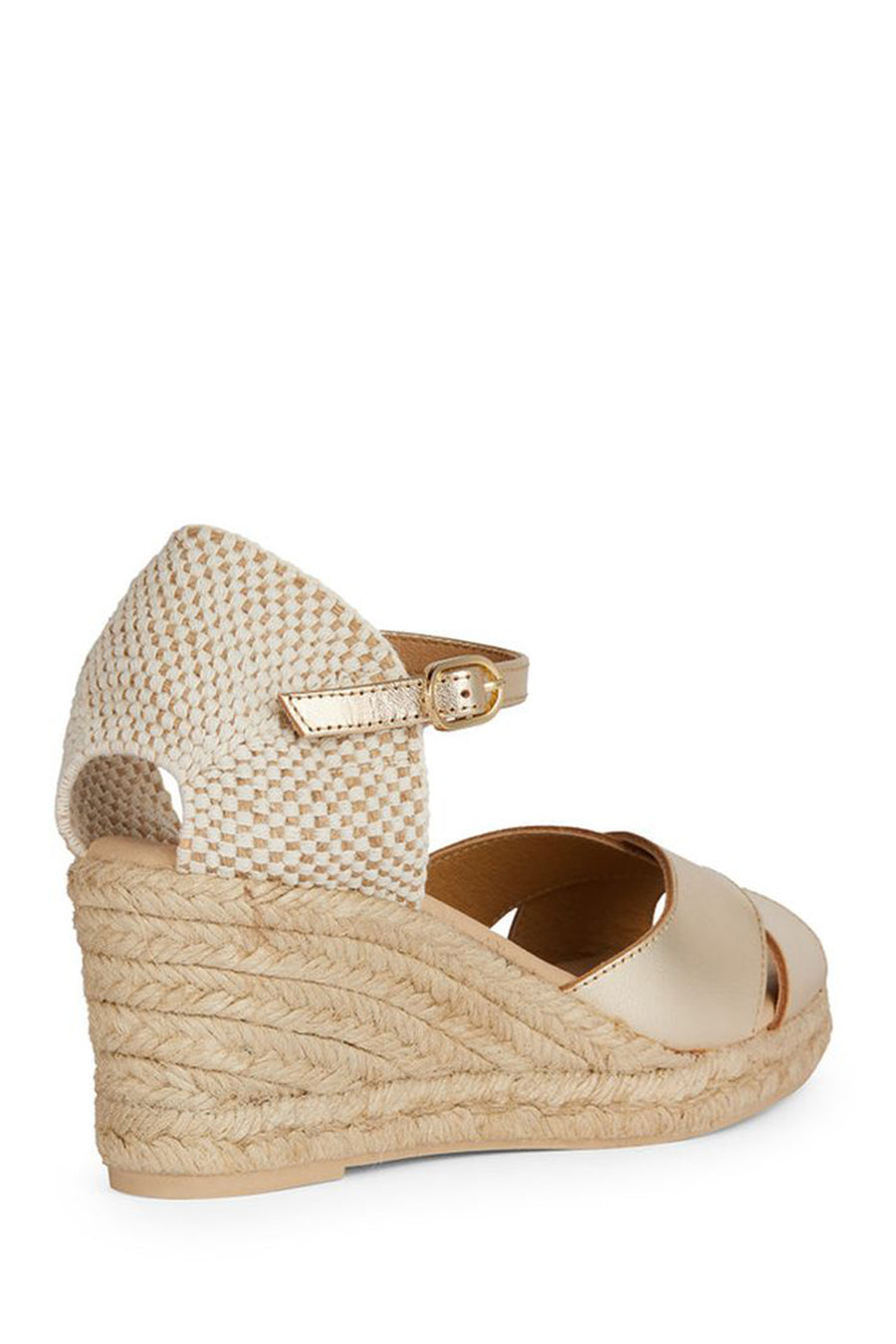 Geox Women's Gold Gelsa Ankle Strap Wedge Heel Espadrille