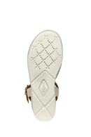 Geox Women Beige D Xand 2.2SA - Suede Ankle Buckle Wedge Heel Leather Sandals | Derimod