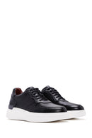 Men's Black Leather Thick Soled Sneaker | Derimod