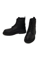 Male Black Lace-up Leather Casual Boots | Derimod