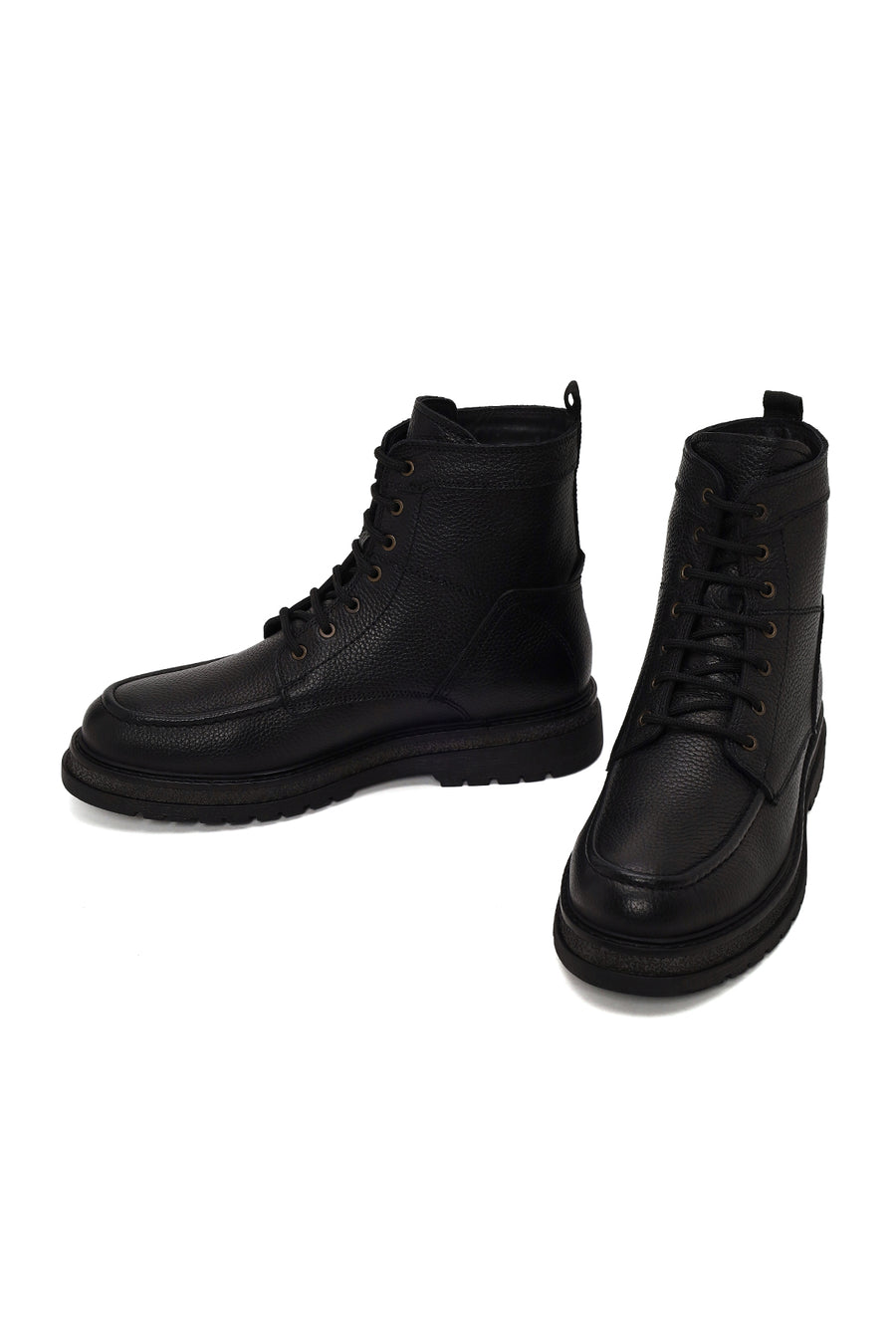 Male Black Lace-up Leather Casual Boots