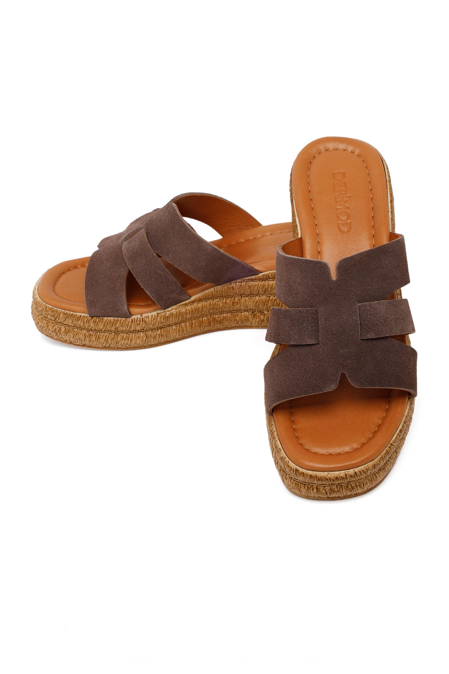Woman Mink Wedge-Heel Suede Leather Slippers