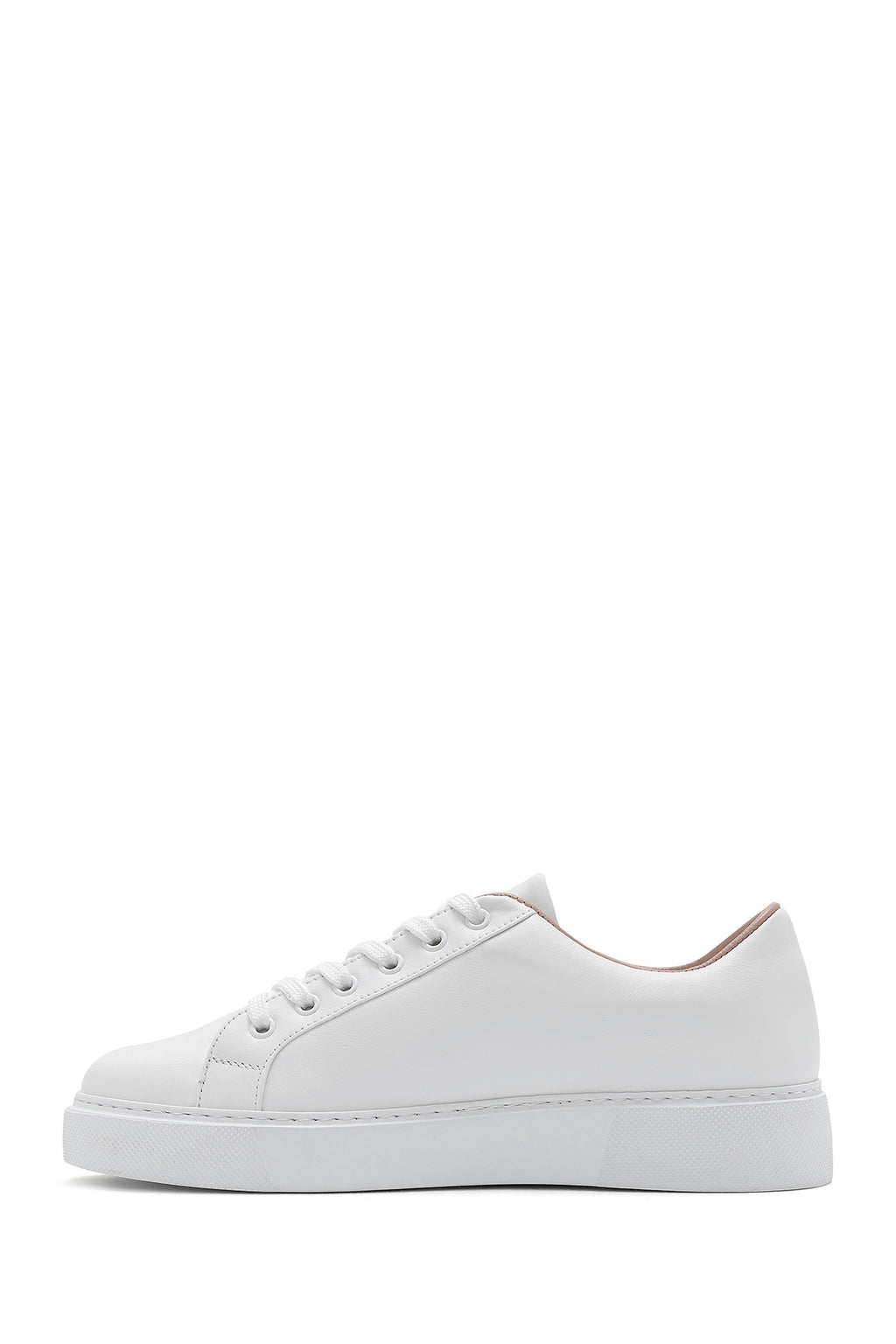 Kadın Beyaz Bağcıklı Deri Sneaker