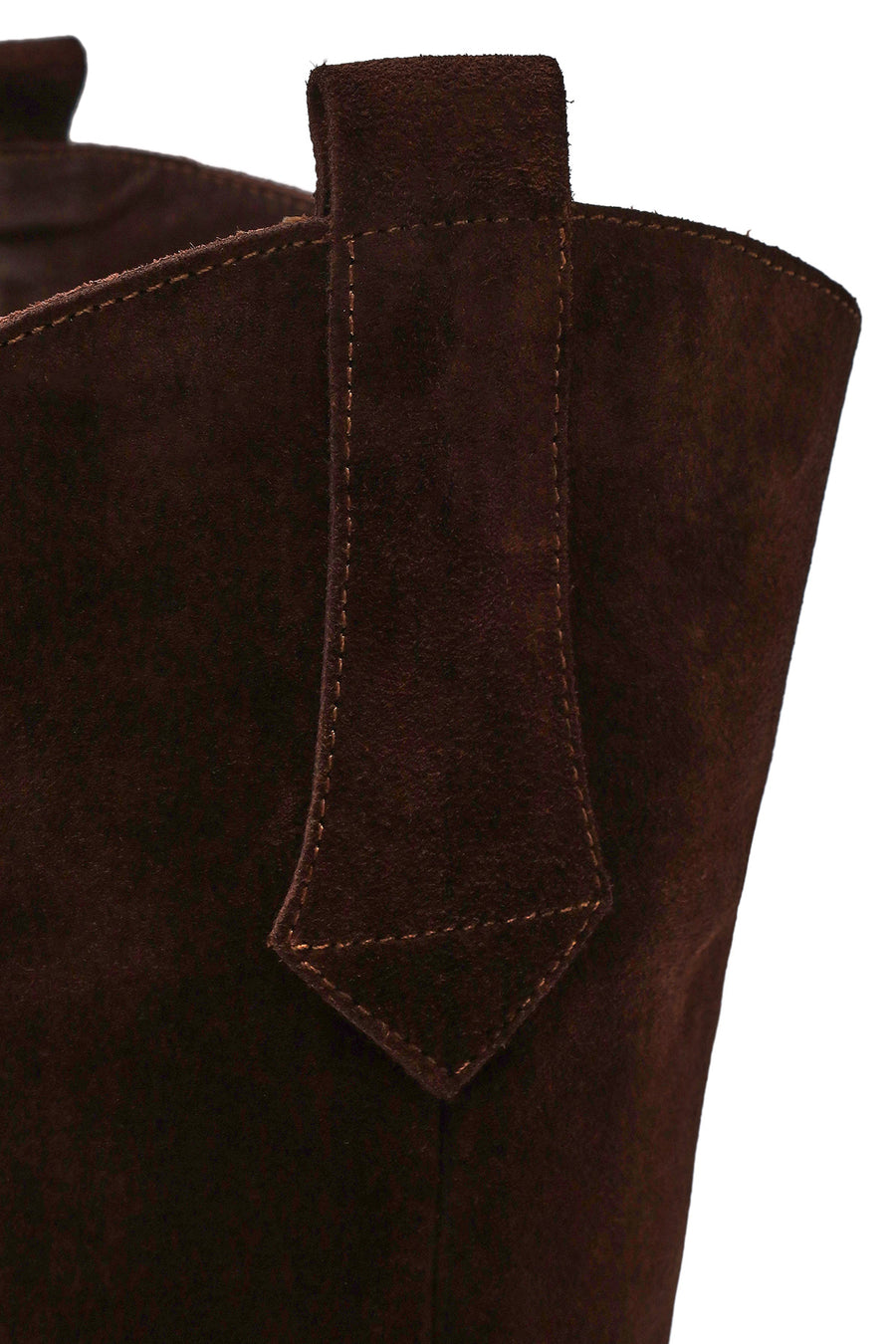 Woman Brown Chunky Heeled Suede Leather Cowboy Boots