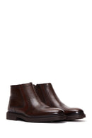 Men's Brown Zippered Leather Casual Boots | Derimod