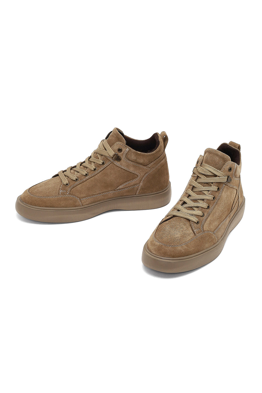 Men Beige Lace-up Suede Leather Sports Boot