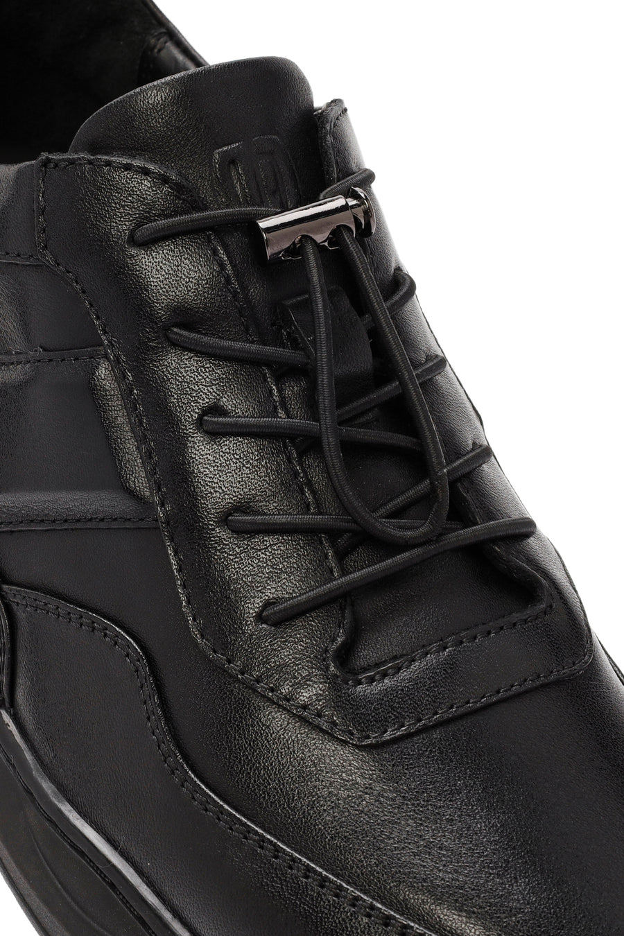 Men's Black Lace-up Leather Sneaker