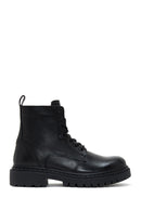 Men's Black Leather Zippered Casual Boots | Derimod