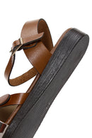 Women's Tan Ankle Strap Leather Bodrum Sandals | Derimod