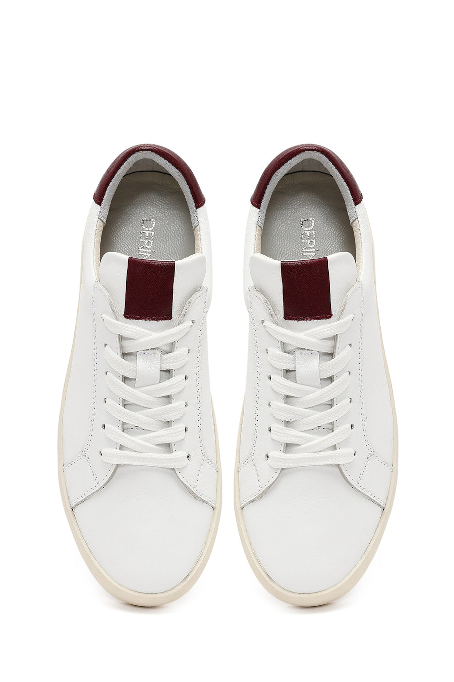 Women's White Lace-Up Leather Sneaker