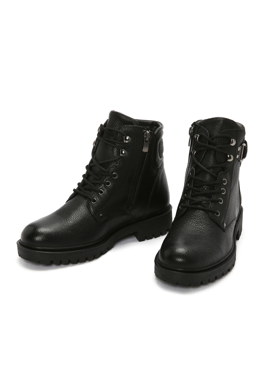 Men's Black Leather Zippered Casual Boots