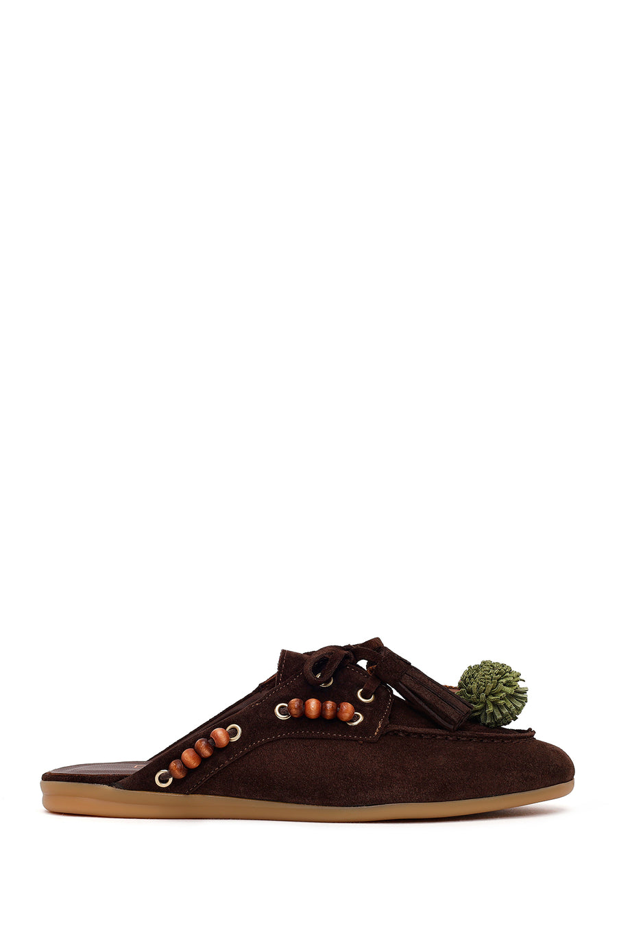 Woman Brown Tassel Suede Mule Slipper 26PFD260110 | Derimod