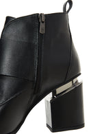 Women's Black Leather Heeled Boots | Derimod