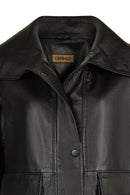 Stefan Woman Black A-Line Leather Jacket | Derimod