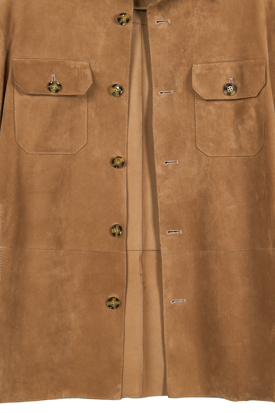 Osimhen Male Beige Suede Leather Shirt Jacket