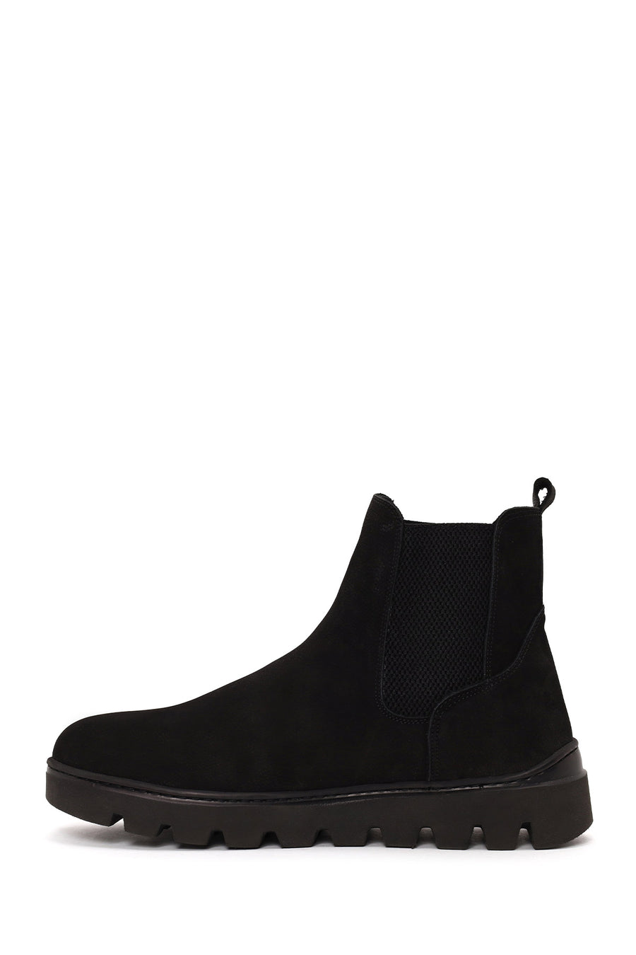 Male Black Thick-Soled Nubuck Leather Chelsea Boots