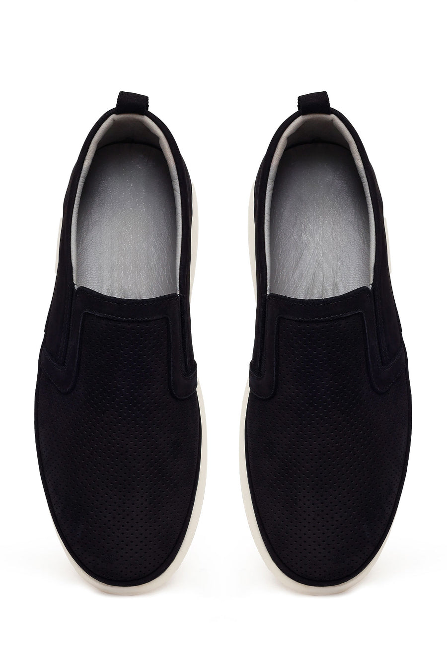 Male Black Thick-Soled Nubuck Leather Comfort Loafer