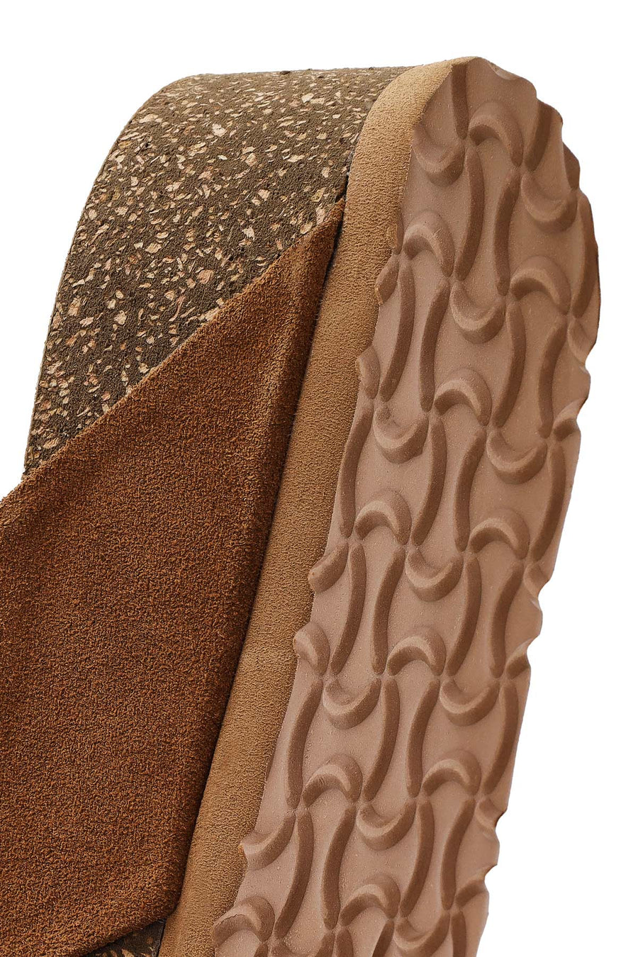 Women's Brown Thick Soled Suede Leather Slippers