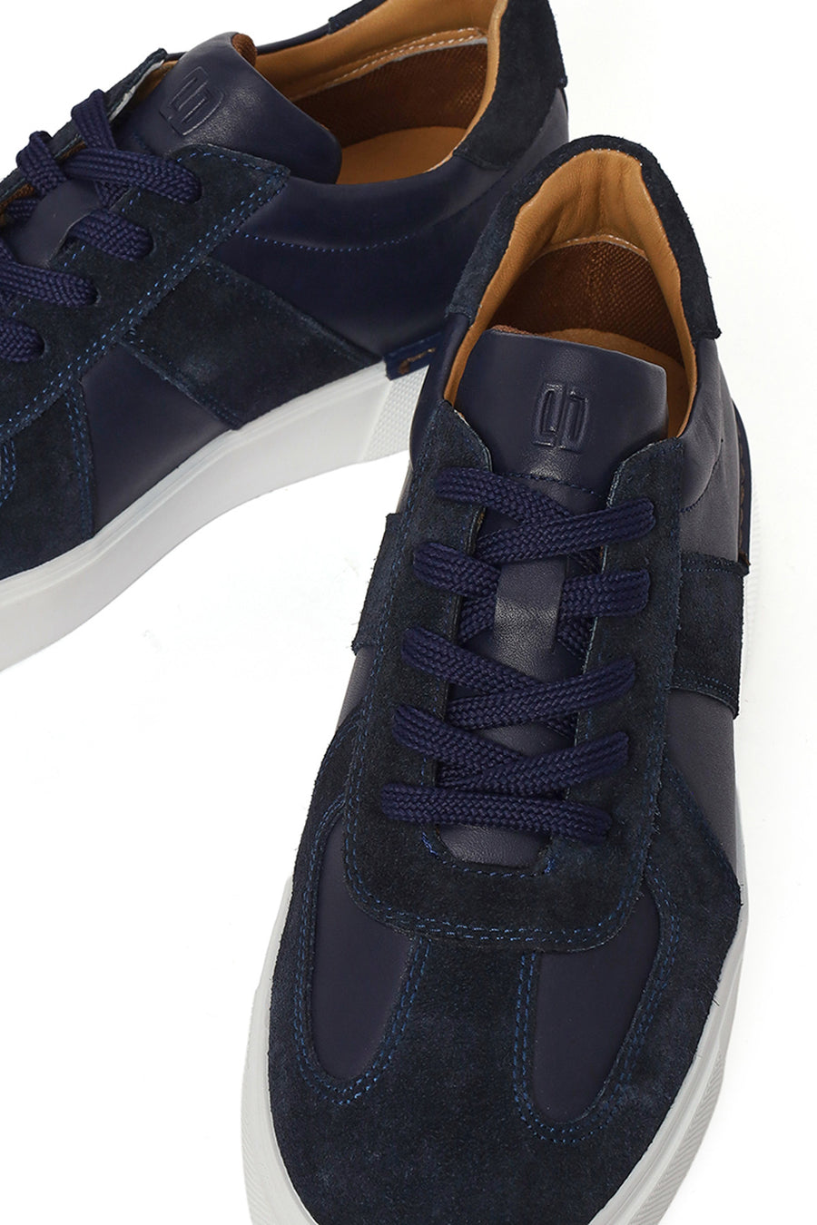 Men's Navy Blue Lace-Up Leather Sneaker